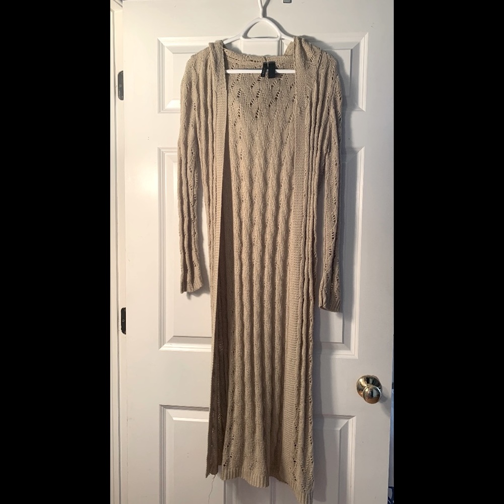 Long knit tan cardigan